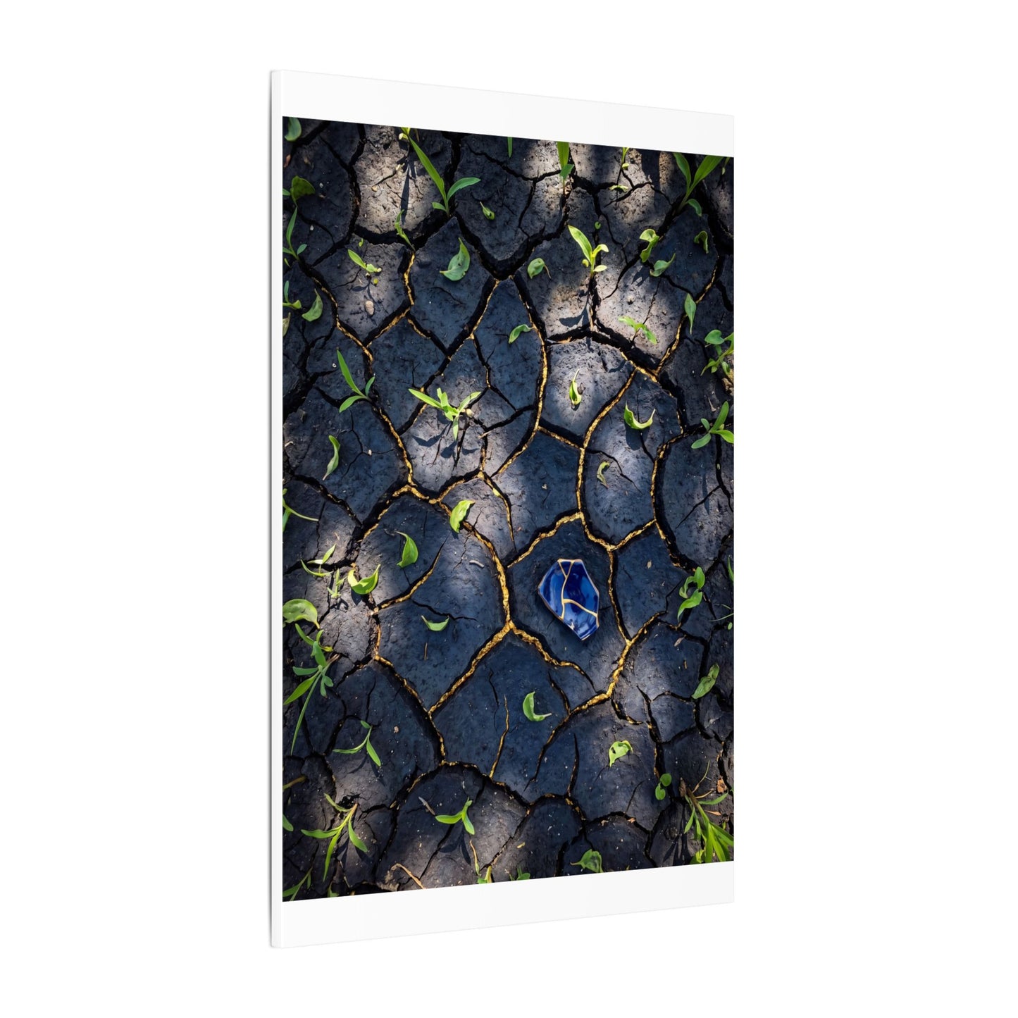 Cracked Earth Canvas Art | Spring Dark Japandi Moody Minimal Art