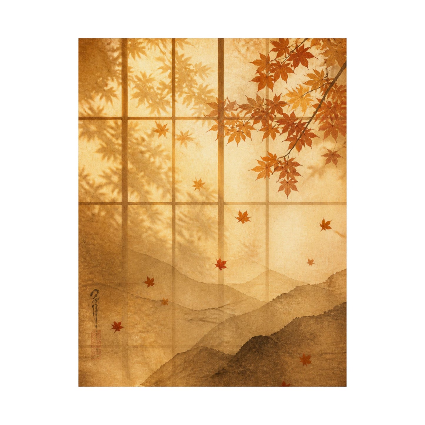 Shoji Screen Wall Art Print | Autumn Japandi Texture Art