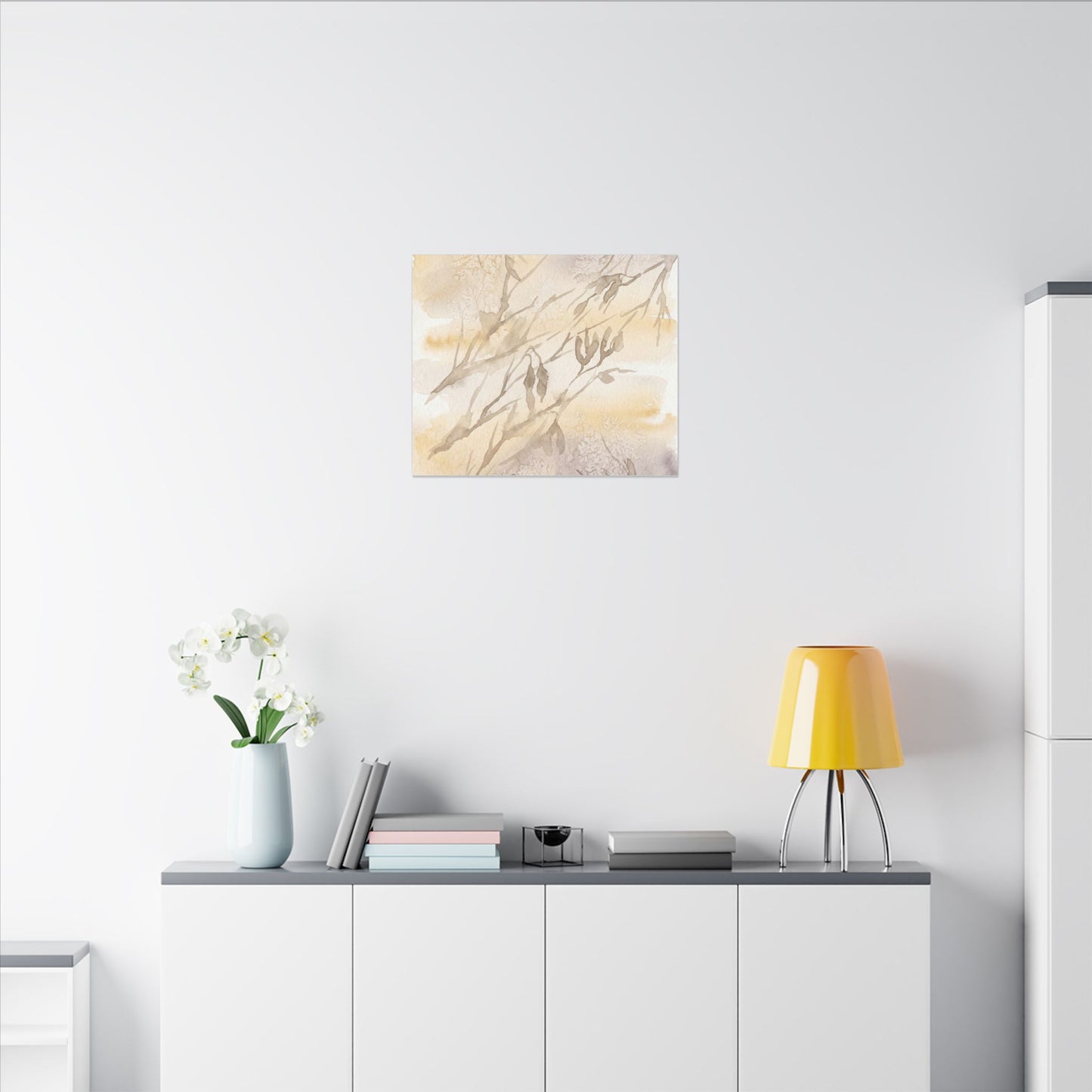 Shadow Play Winter Canvas Art | Japandi Warm Design