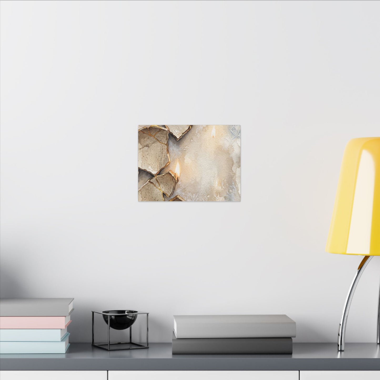 Broken Pottery Winter Canvas Art | Japandi Warm Design