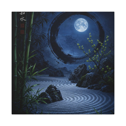 Serene Rock Garden Canvas Art - Enso Zen