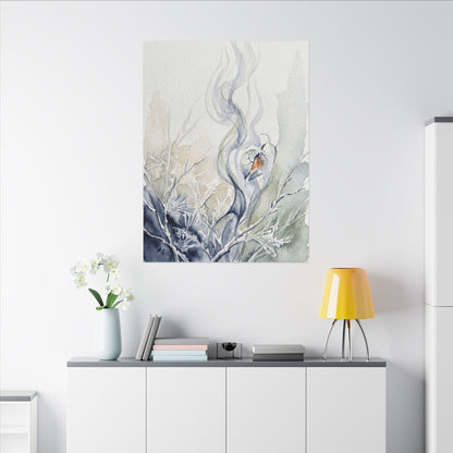 Earthy Incense Smoke Canvas Art - Watercolor Japandi