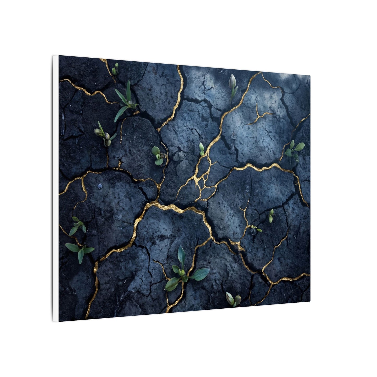 Cracked Earth Spring Canvas Art | Kintsugi Healing Design
