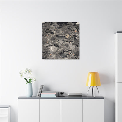 Moonlit Garden Ukiyo E Inspired Canvas Art | Serene Zen Art