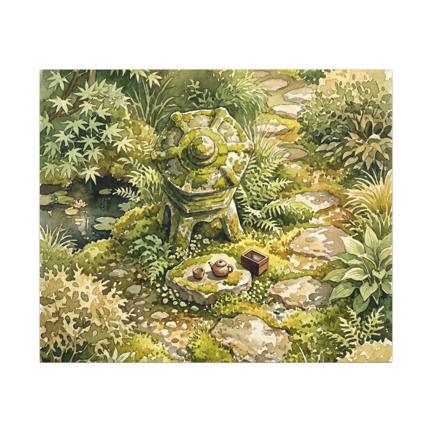 Datsuzoku Stone Lantern Canvas Art - Japandi Watercolor