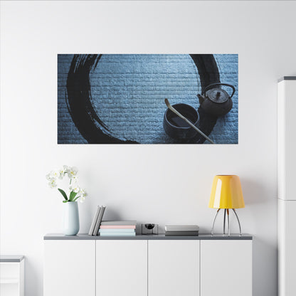 Winter Tea Ceremony Enso Canvas Art | Peaceful Decor