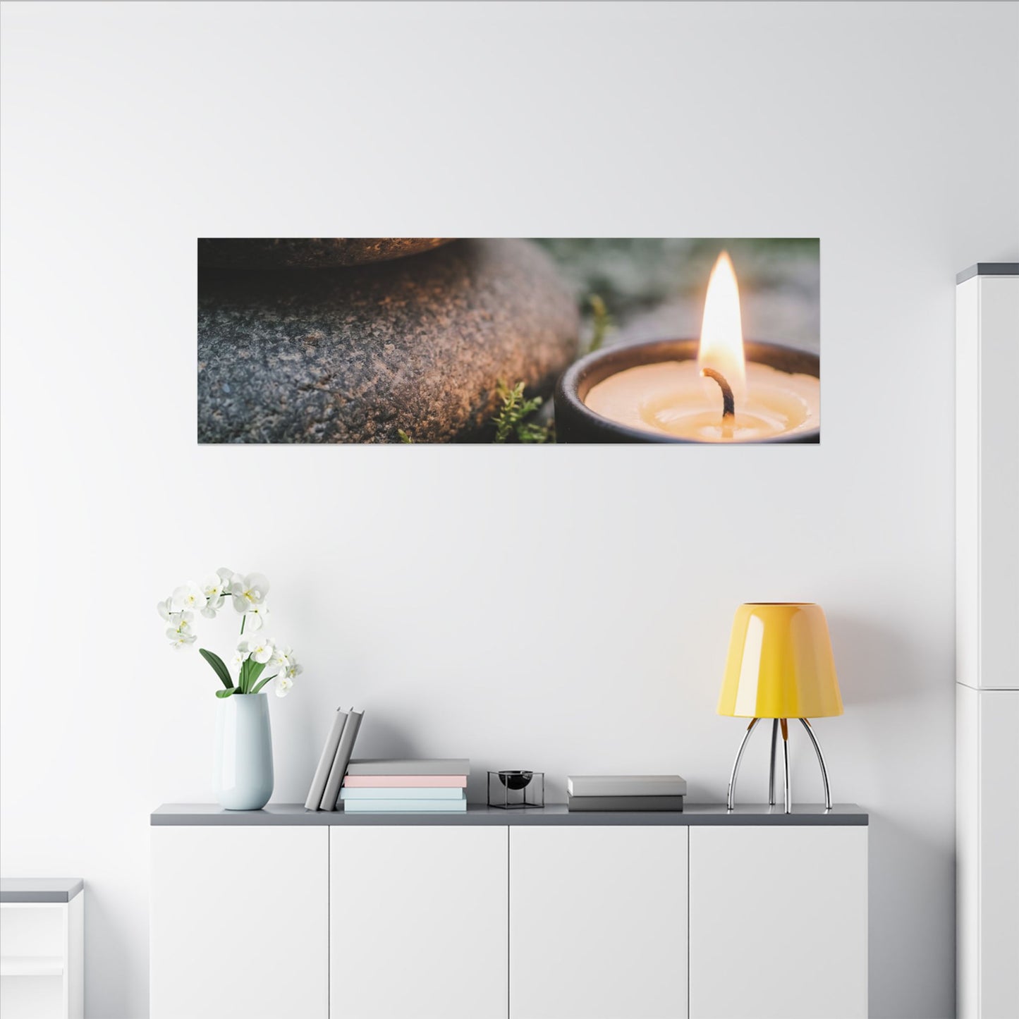 Warm River Stones Canvas Art - Japanese Pattern Japandi
