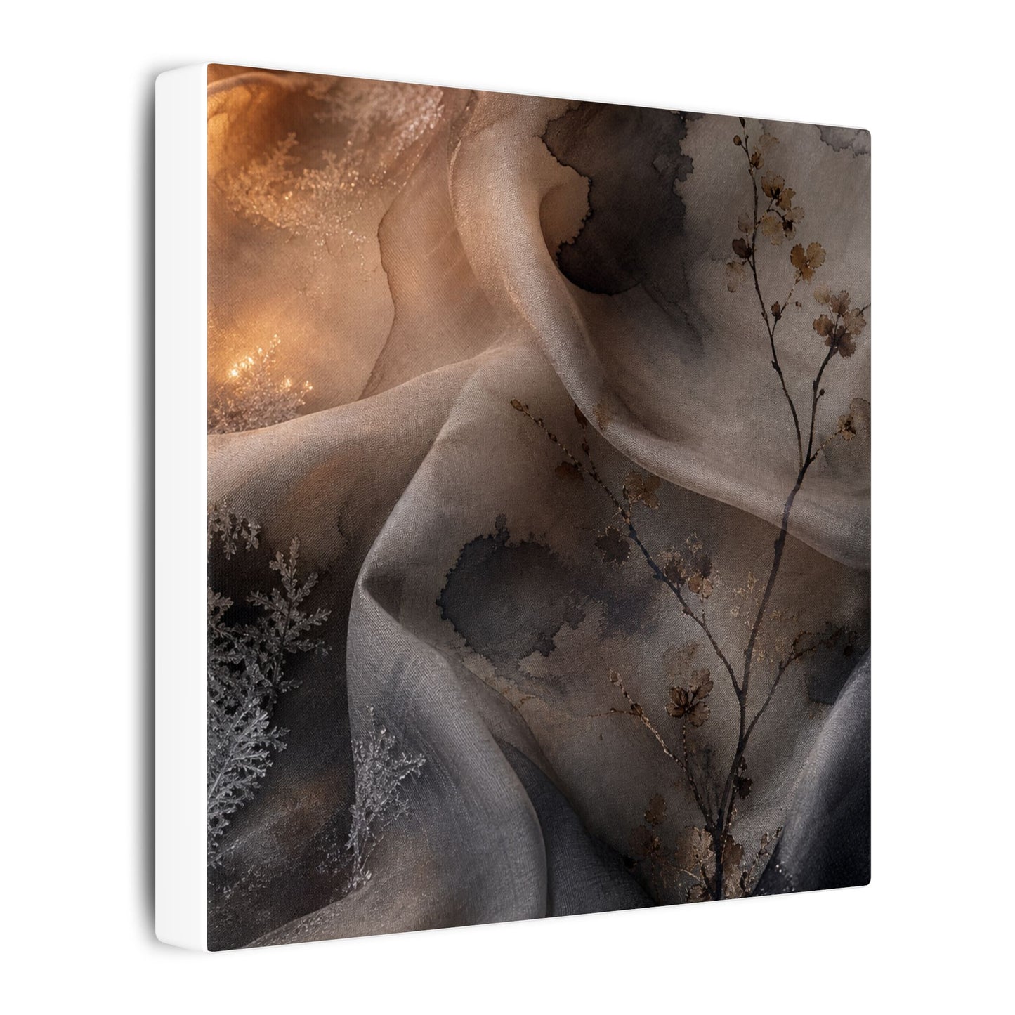 Japandi Silk Drape in Candlelight | Watercolor Canvas Art