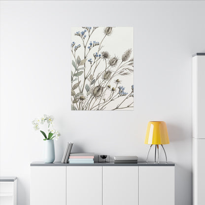 Dried Flowers Canvas Art | Summer Japandi Watercolor Art