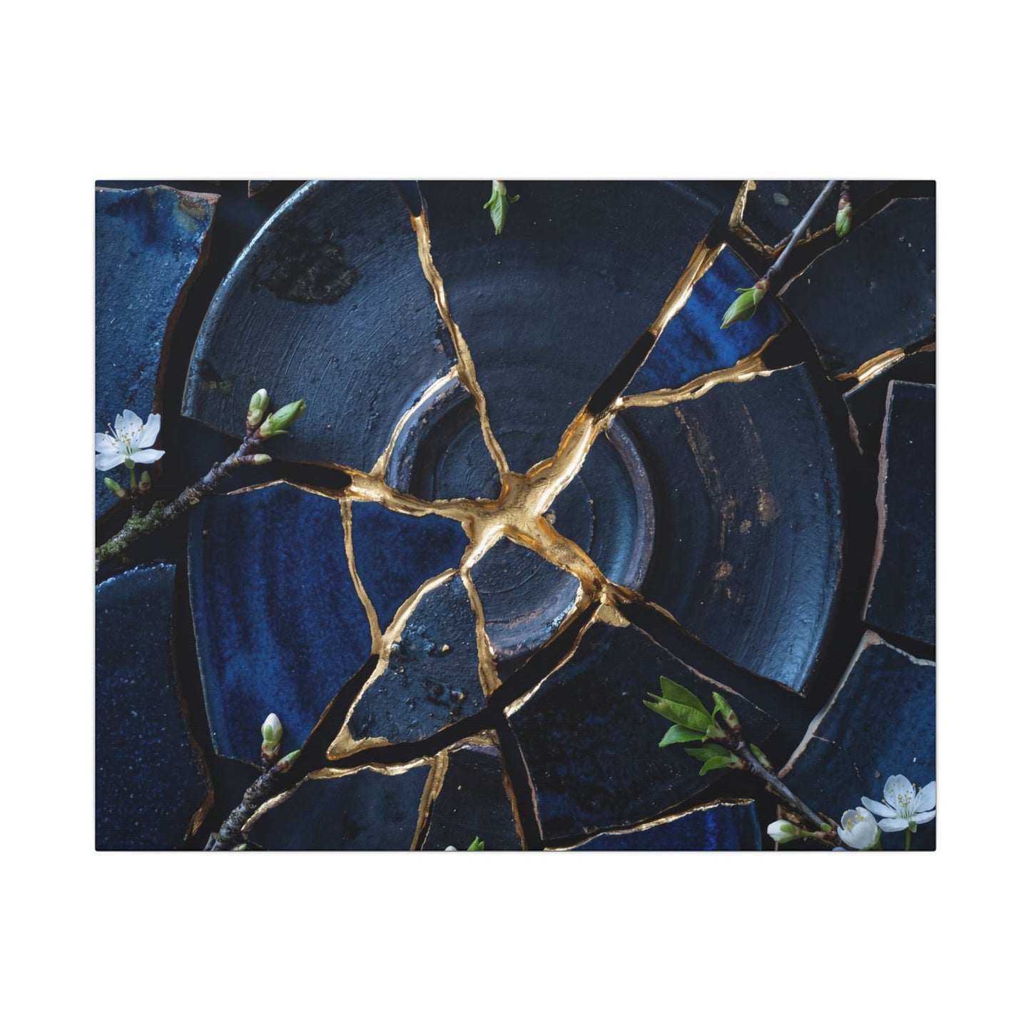 Moonlight Broken Pottery Canvas Art - Kintsugi Fukinsei Art Print