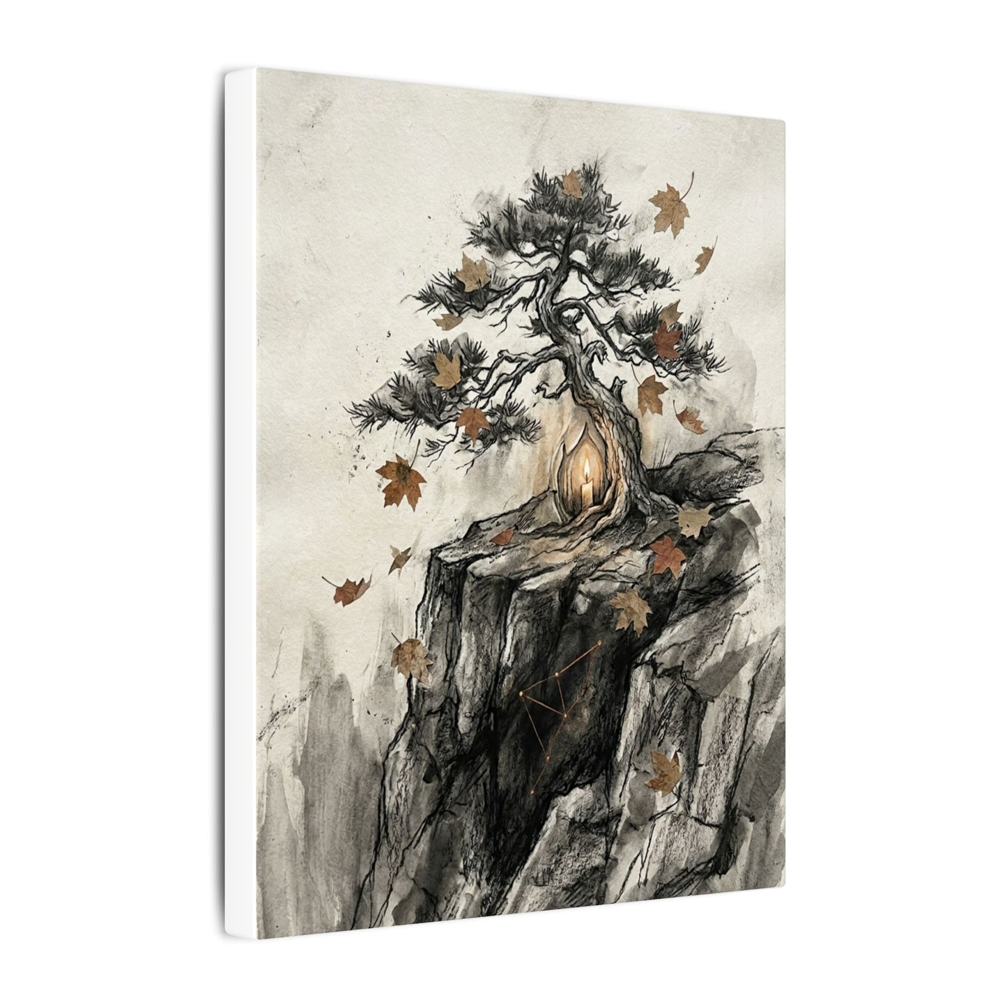 Pine Tree Autumn Canvas Art | Japandi Earthy Design