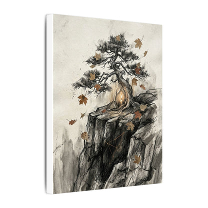 Pine Tree Autumn Canvas Art | Japandi Earthy Design