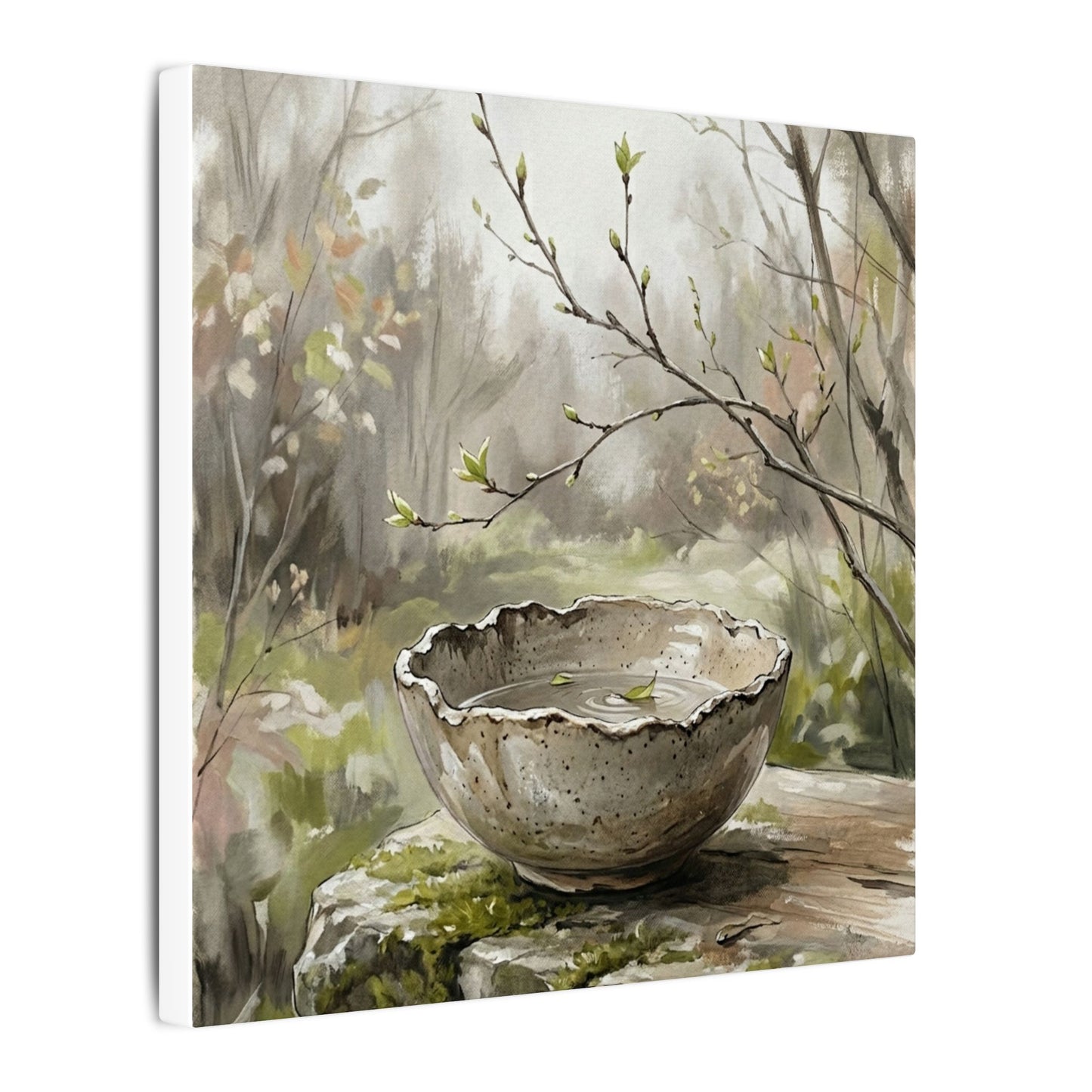 Japandi Ceramic Bowl in Overcast | Minimal Line Canvas Art