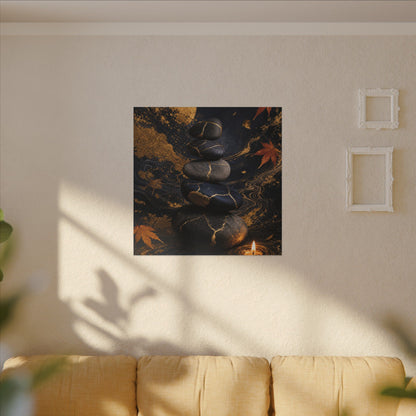 River Stones Autumn Canvas Art | Kintsugi Artful Design