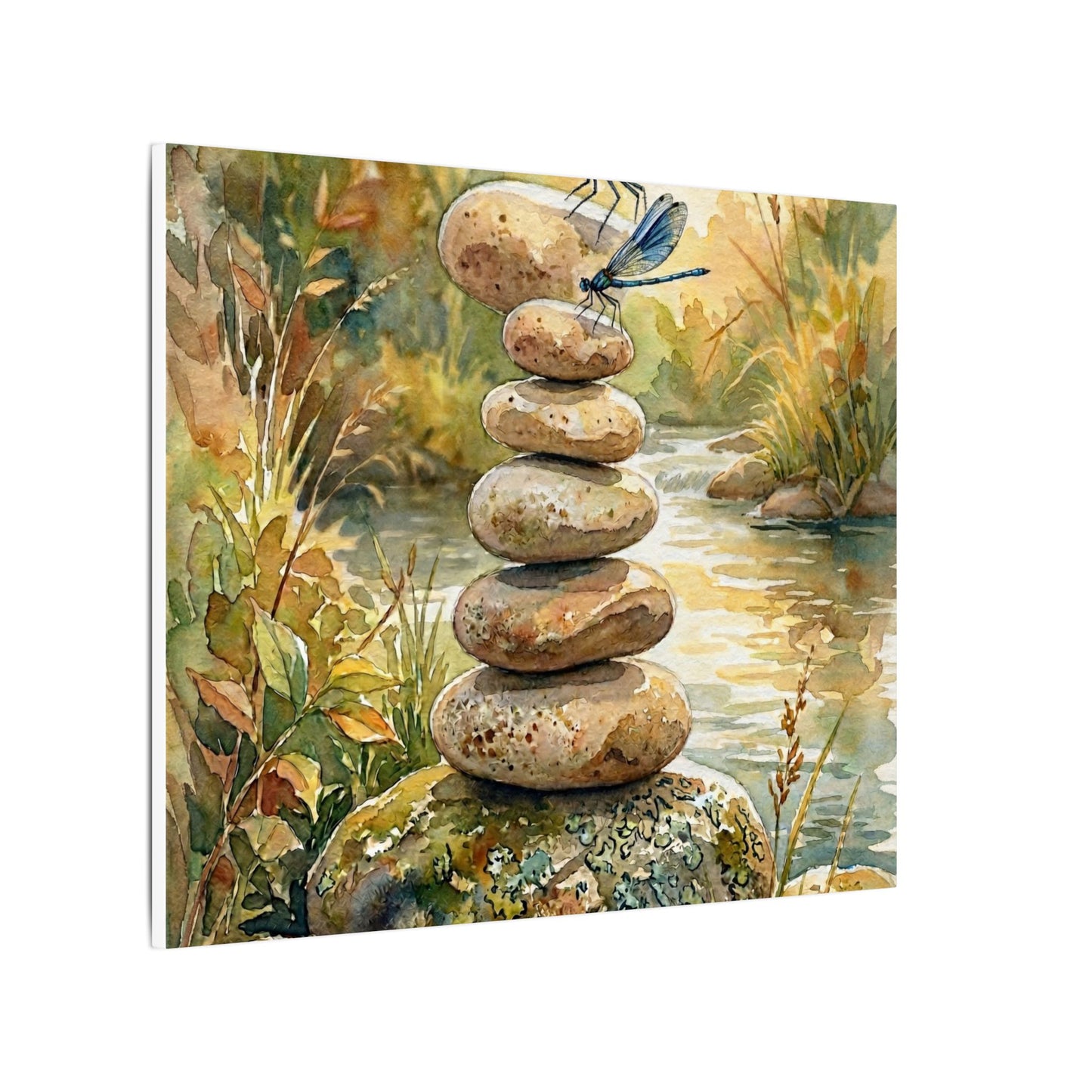 River Stones Summer Canvas Art | Japandi Cozy Design