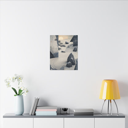 Seijaku Rock Garden Canvas Art - Zen Ukiyo E Inspired
