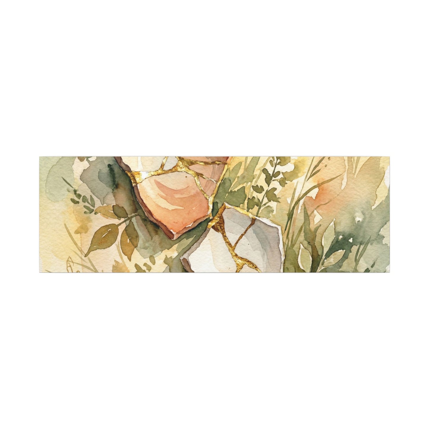 Japandi Broken Pottery in Golden Hour | Watercolor Canvas Art