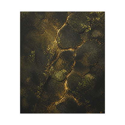 Shibui Cracked Earth Canvas Art - Dark Japandi Dark Texture