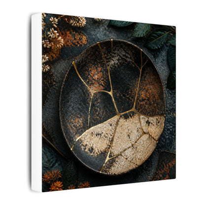 Kintsugi Rust Patina in Dawn | Gold Repair Canvas Art