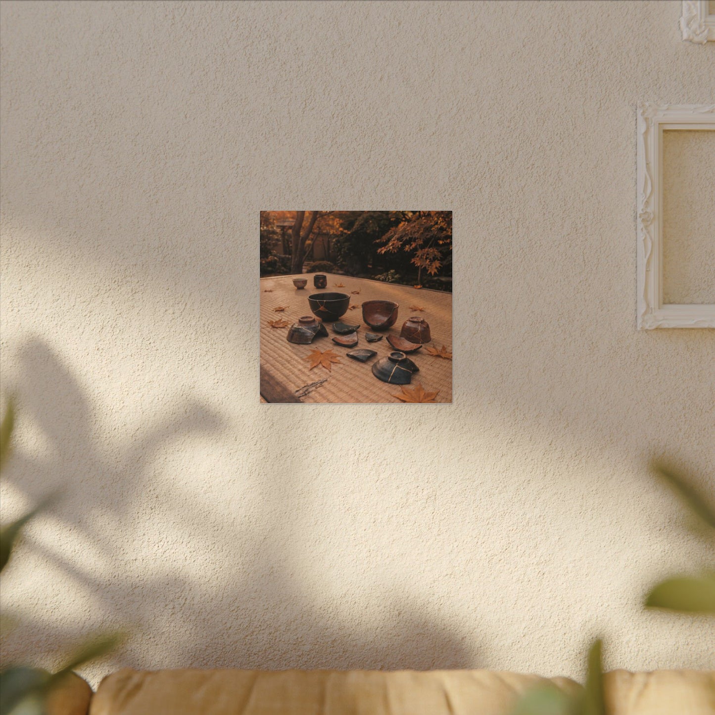 Golden Hour Tea Ceremony Canvas Art - Kintsugi Shibui