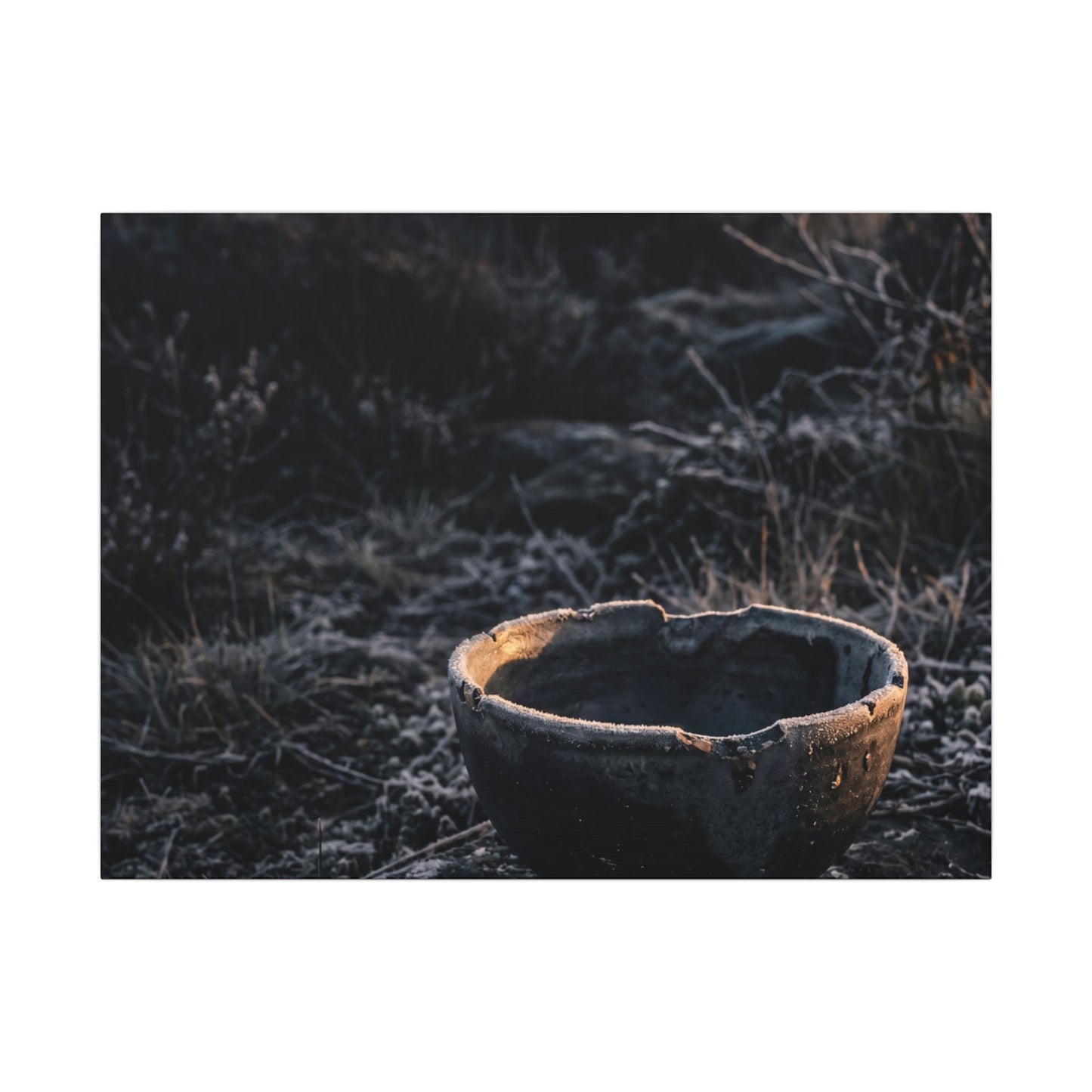 Kanso Ceramic Bowl Canvas Art - Dark Japandi Dark Texture