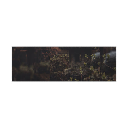 Stone Lantern Spring Canvas Art | Dark Japandi Bold Design