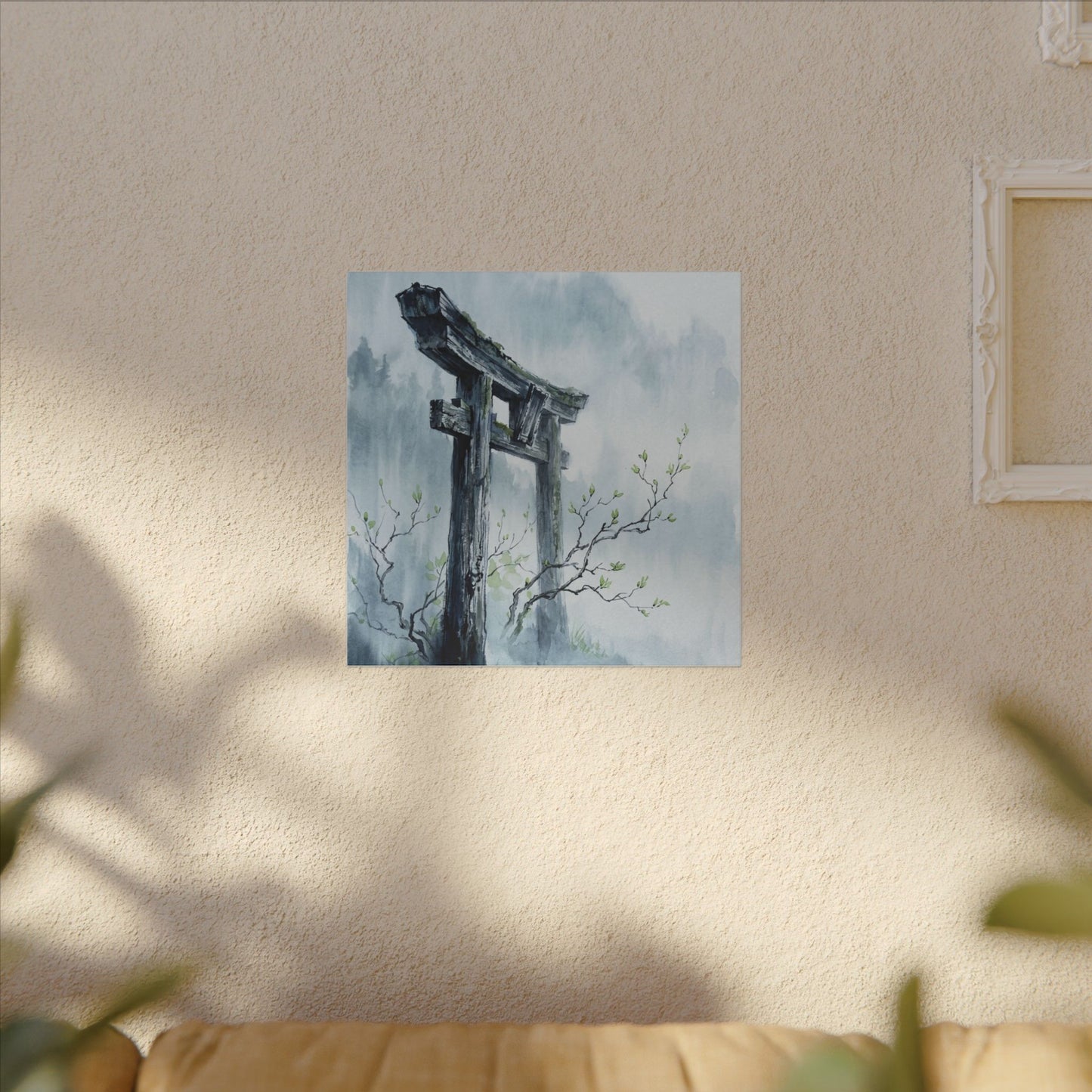 Torii Gate Canvas Art | Spring Zen Sumi E Art