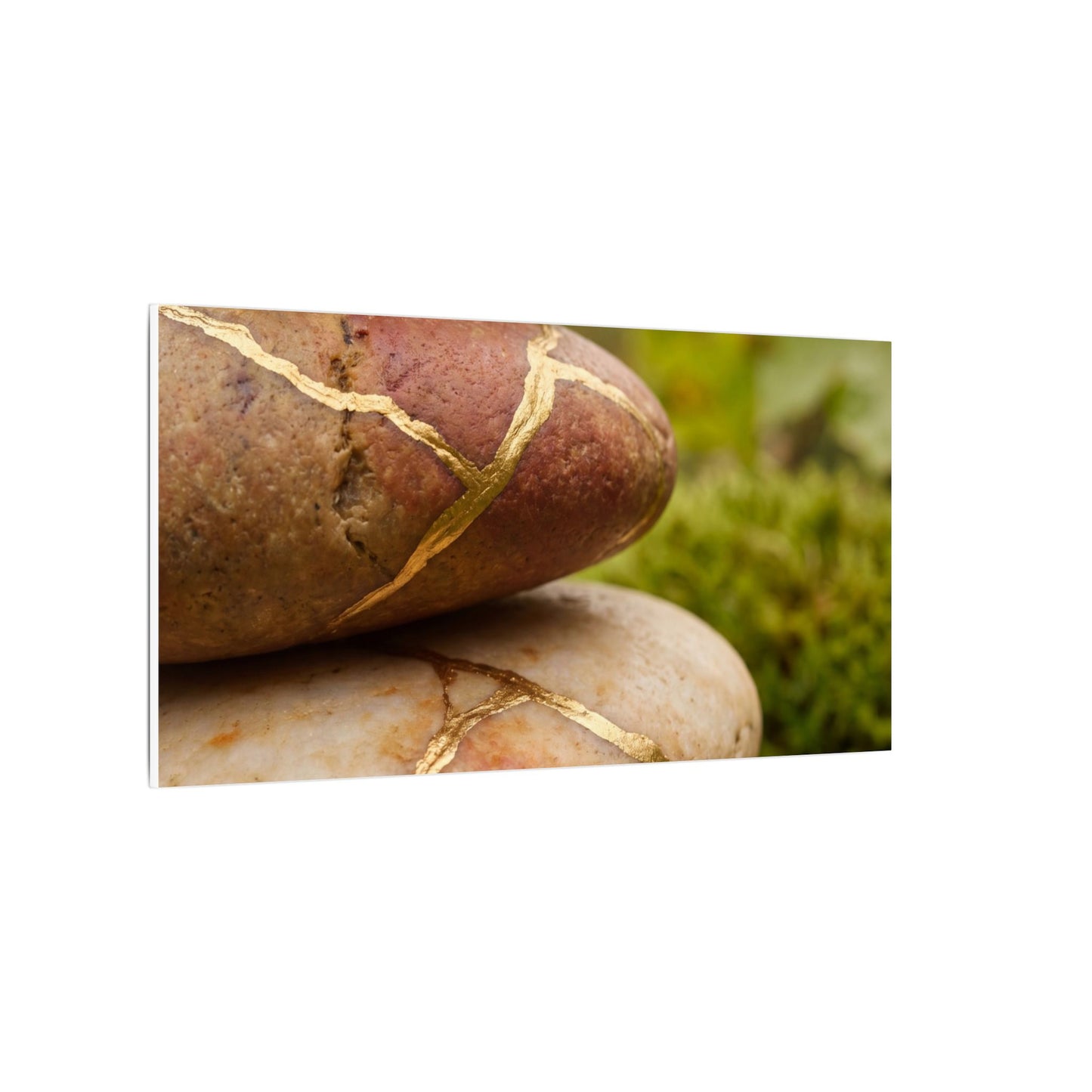 River Stones Summer Canvas Art | Kintsugi Healing Design