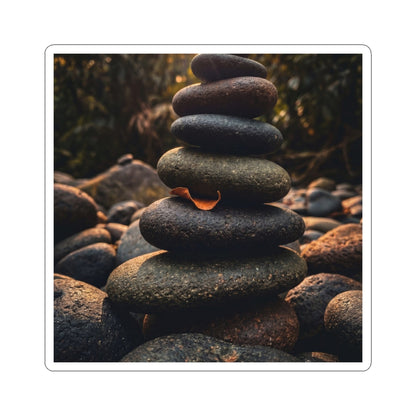 River Stones Moody Minimal Sticker | Luxurious Dark Japandi Art