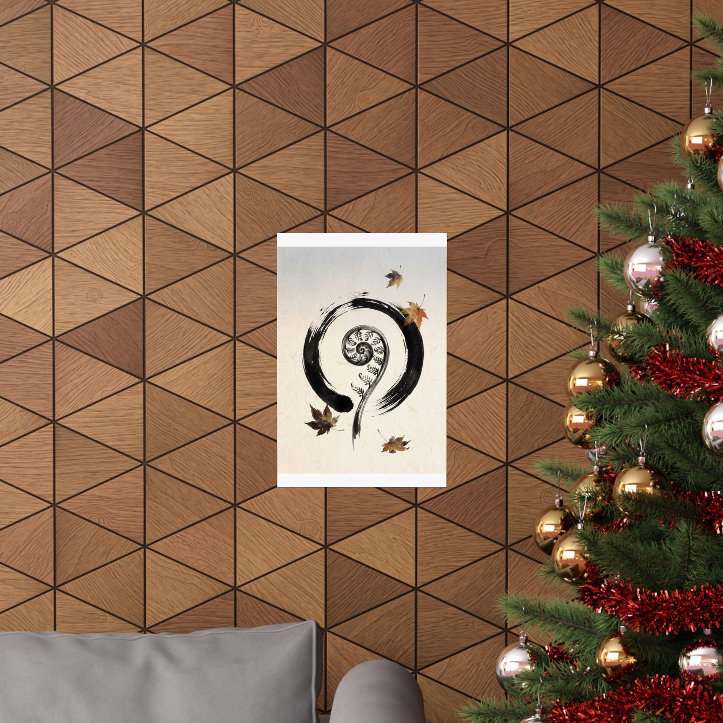 Autumn Fern Unfurling Enso Wall Art Print | Peaceful Decor