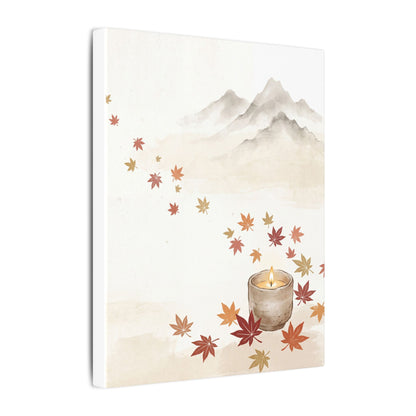 Earthy Mountain Mist Canvas Art - Japanese Pattern Japandi