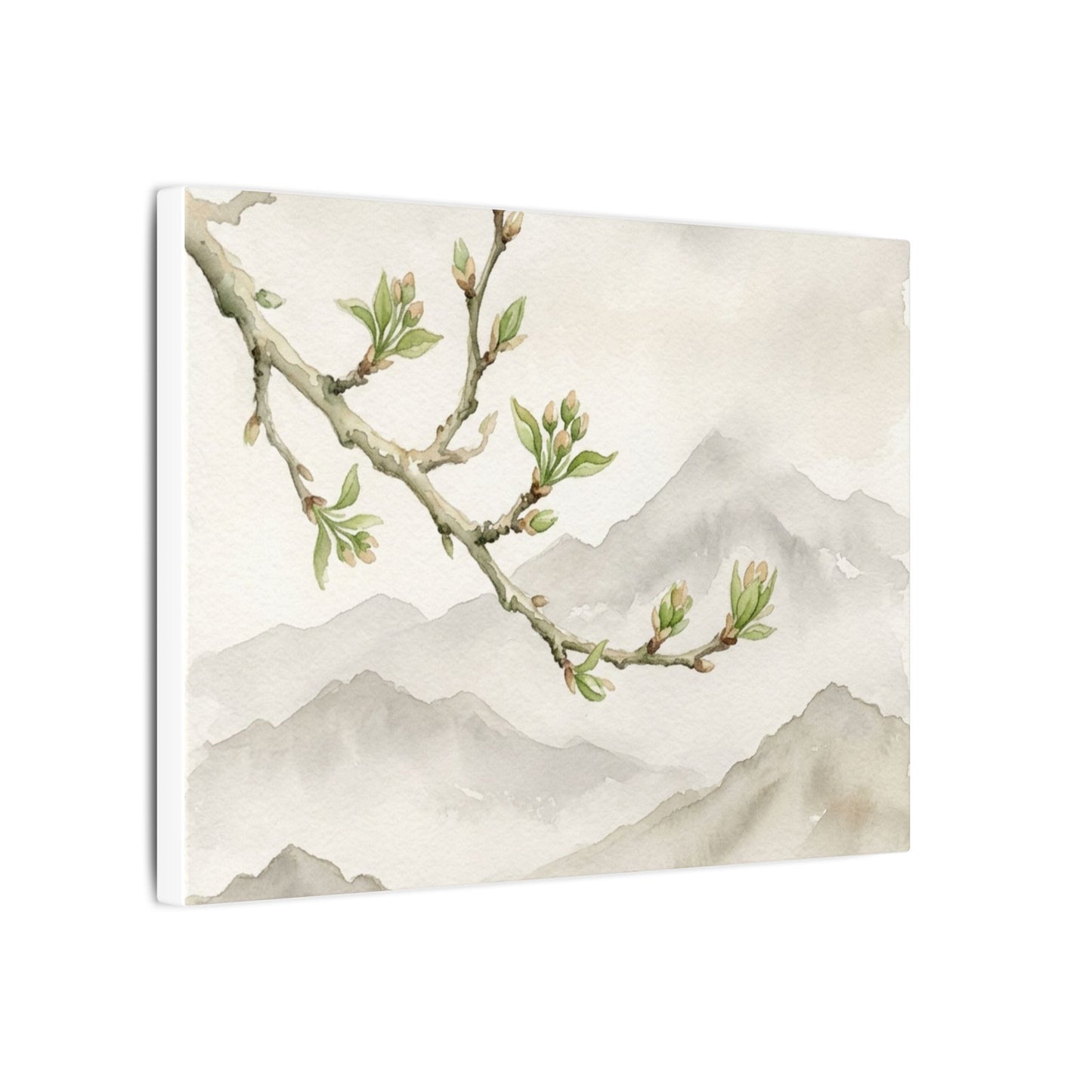 Spring Mountain Mist Watercolor Canvas Art | Cozy Decor