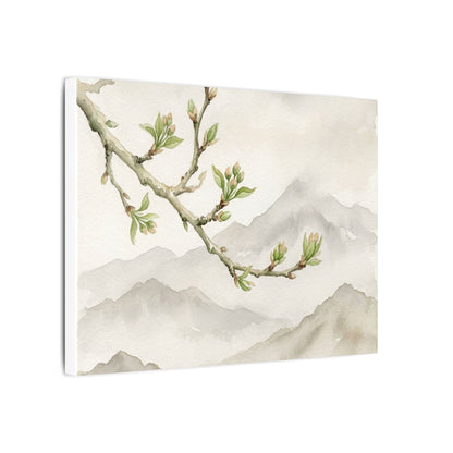 Spring Mountain Mist Watercolor Canvas Art | Cozy Decor