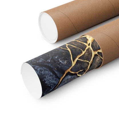 Artful Cracked Earth Wall Art Print - Gold Vein Kintsugi