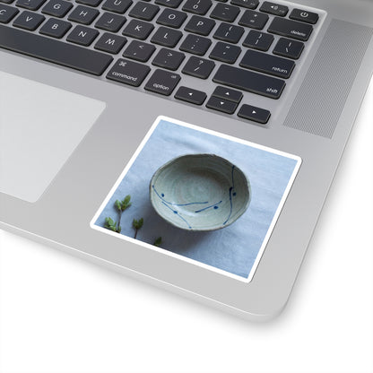 Japandi Ceramic Bowl in Moonlight | Minimal Line Sticker Art Print