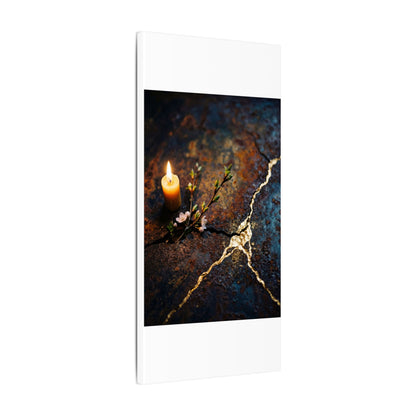 Kintsugi Rust Patina in Candlelight | Gold Repair Canvas Art