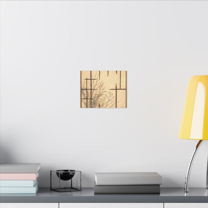 Shoji Screen Canvas Art | Winter Japandi Minimal Line Art