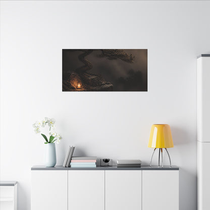 Pine Tree Shadow Zen Canvas Art | Luxurious Dark Japandi Art