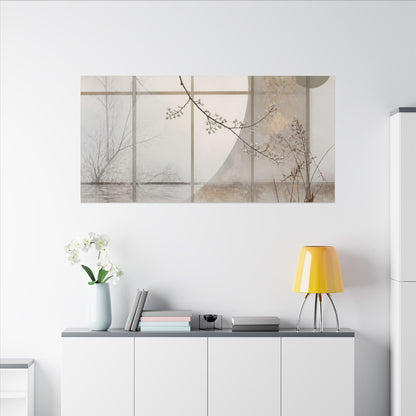 Winter Shoji Screen Japanese Pattern Canvas Art | Elegant Decor