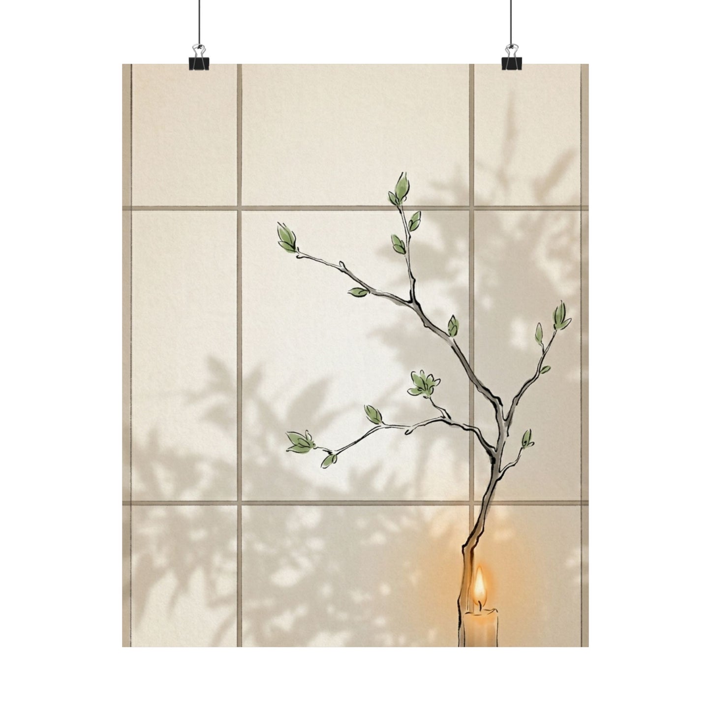 Shoji Screen Minimal Line Wall Art Print | Earthy Japandi Art Art Print