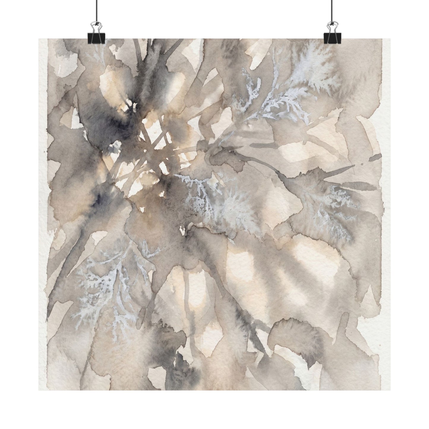 Shadow Play Wall Art Print | Winter Japandi Watercolor Art