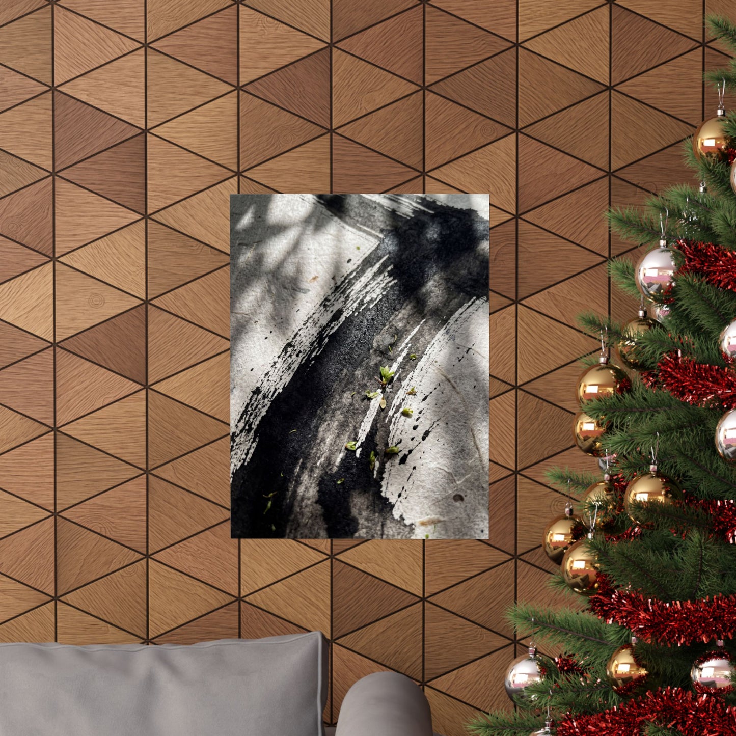 Shibui Ink Brushstroke Wall Art Print - Dark Japandi Moody Minimal