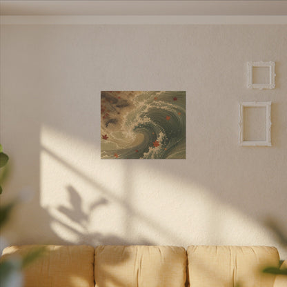 Japandi Ocean Wave in Candlelight | Japanese Pattern Canvas Art