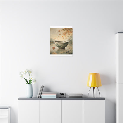 Autumn Ceramic Bowl Watercolor Canvas Art | Cozy Decor