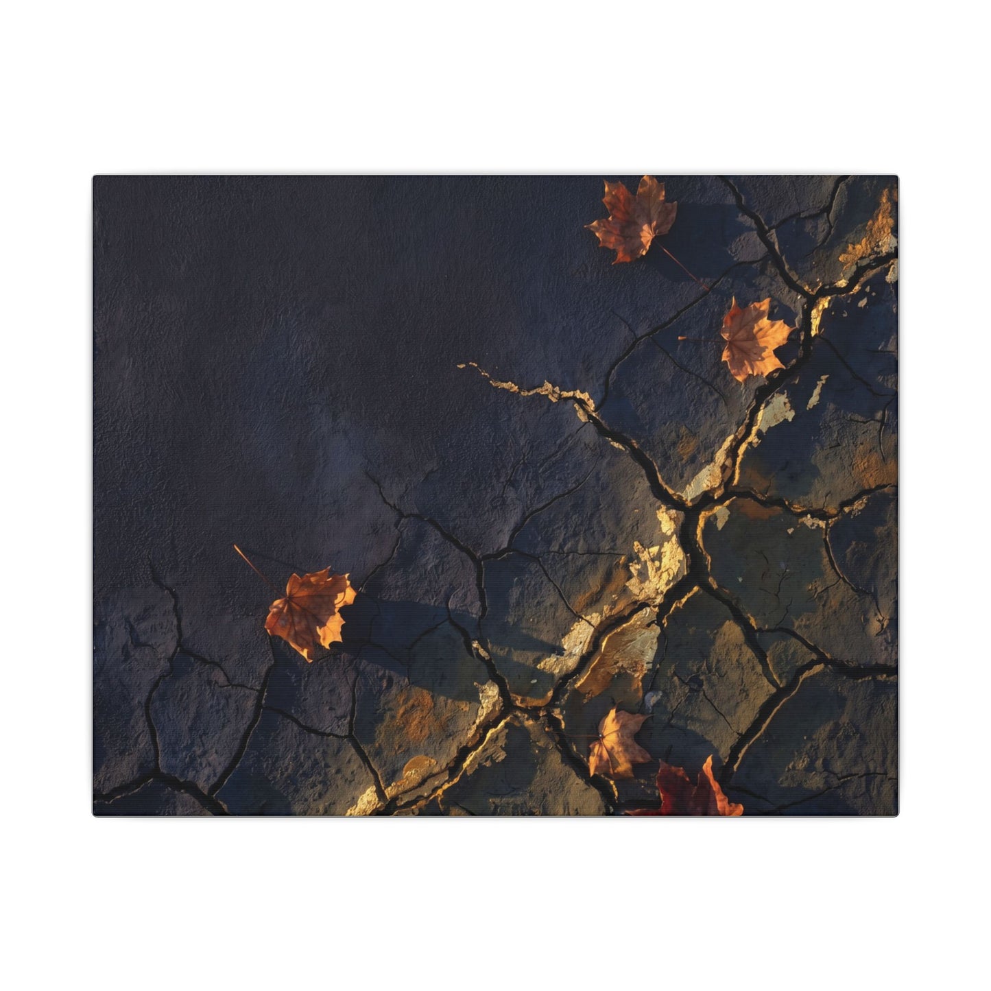 Cracked Earth Canvas Art | Autumn Dark Japandi Dark Texture Art