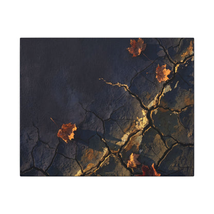 Cracked Earth Canvas Art | Autumn Dark Japandi Dark Texture Art
