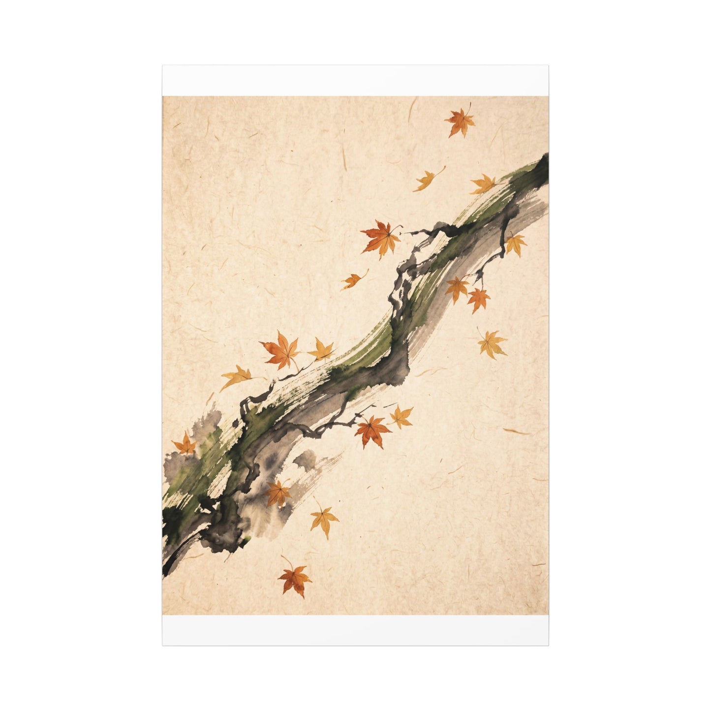Ink Brushstroke Autumn Canvas Art | Zen Calm Design