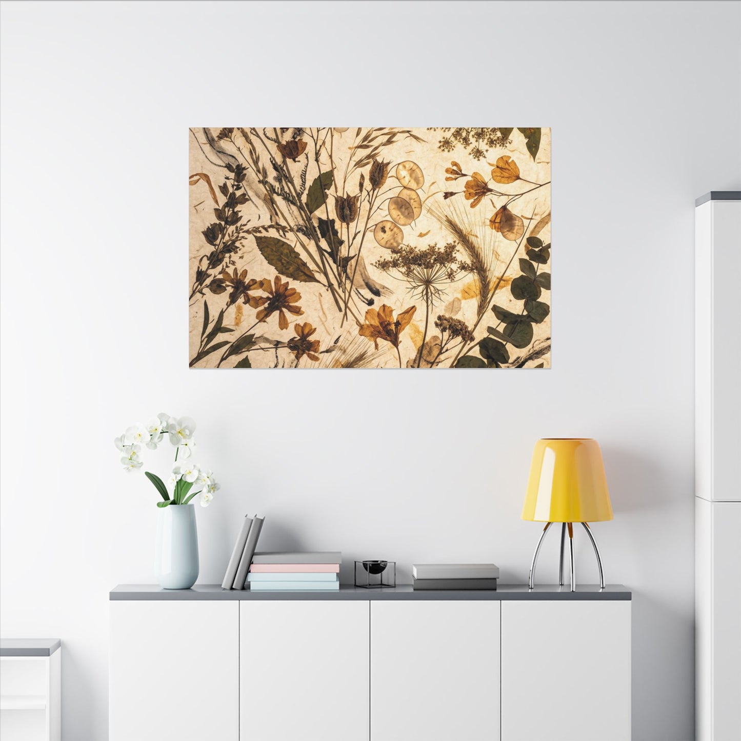 Dried Flowers Summer Canvas Art | Japandi Neutral Design