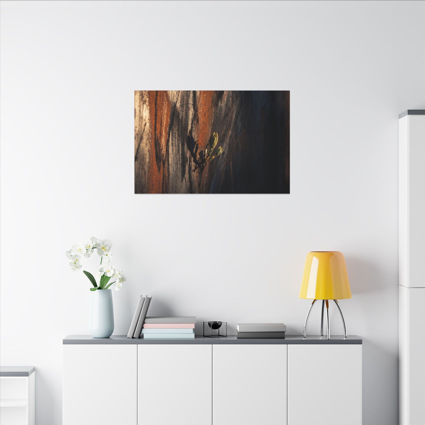 Rust Patina Charcoal Ink Canvas Art | Moody Dark Japandi Art