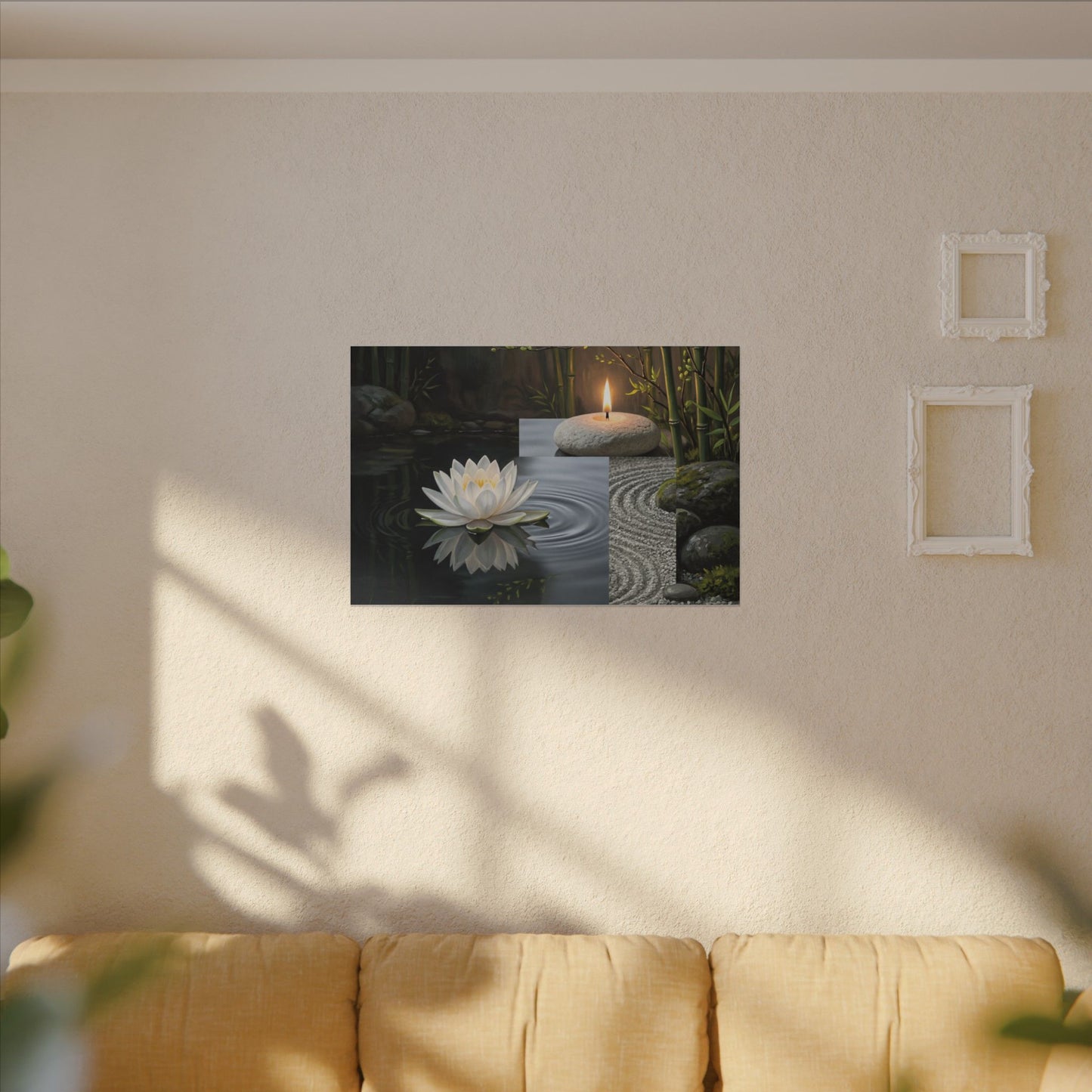 Candlelight Lotus Flower Canvas Art - Zen Kanso